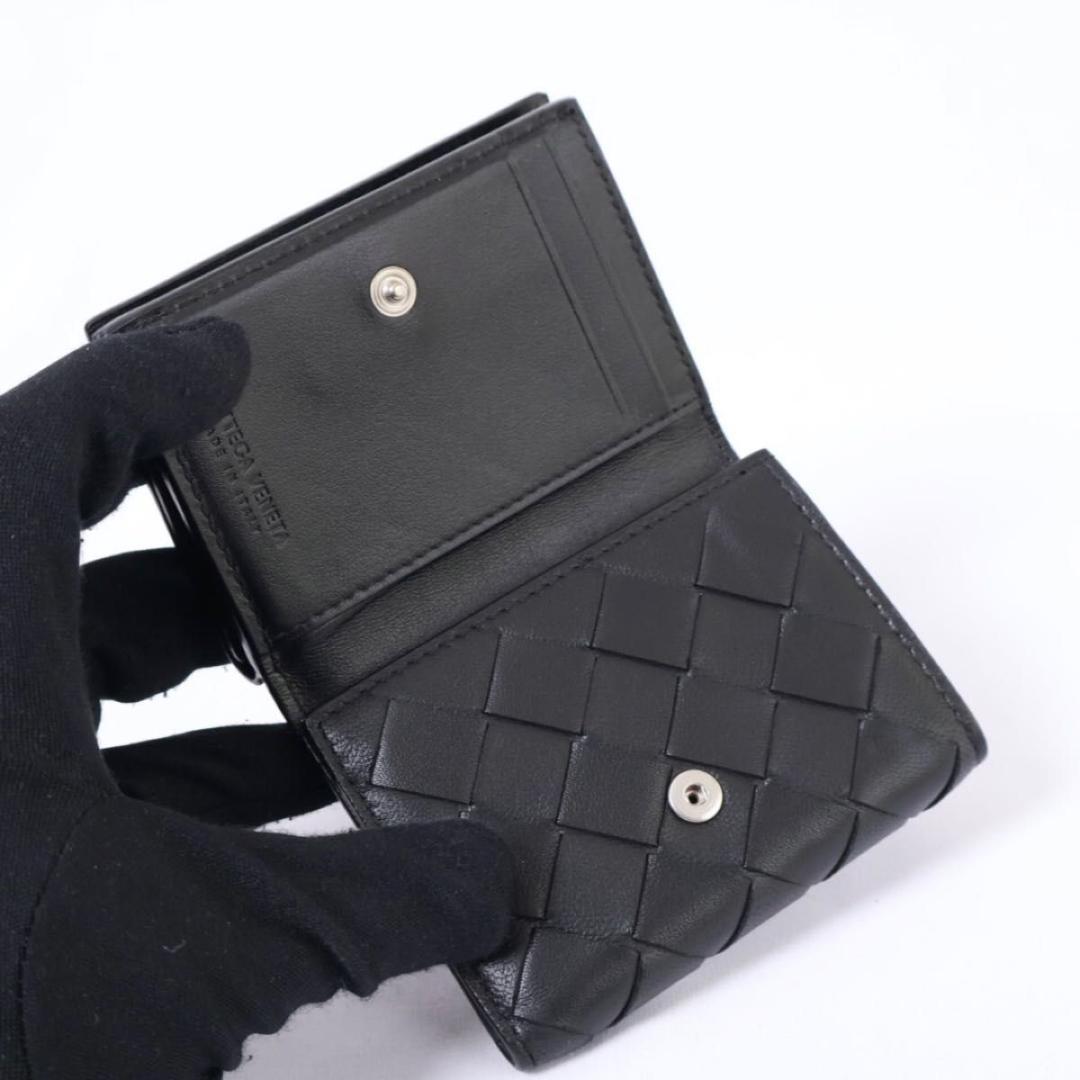 【超極美品】BOTTEGAVENETA 三つ折り財布　イントレチャート　黒