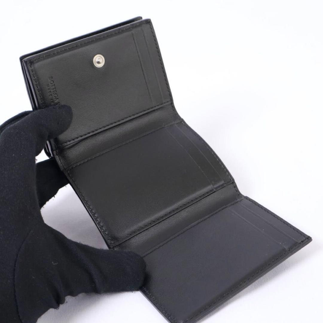 【超極美品】BOTTEGAVENETA 三つ折り財布　イントレチャート　黒