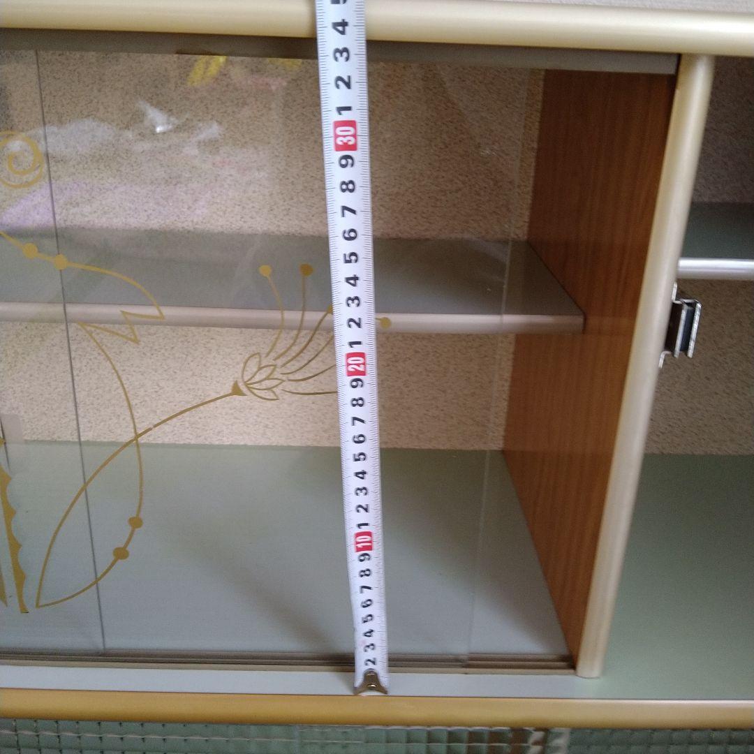 レトロ　飾り棚　吊り棚　モザイク硝子　シャビー　昭和　サイドボード　食器棚