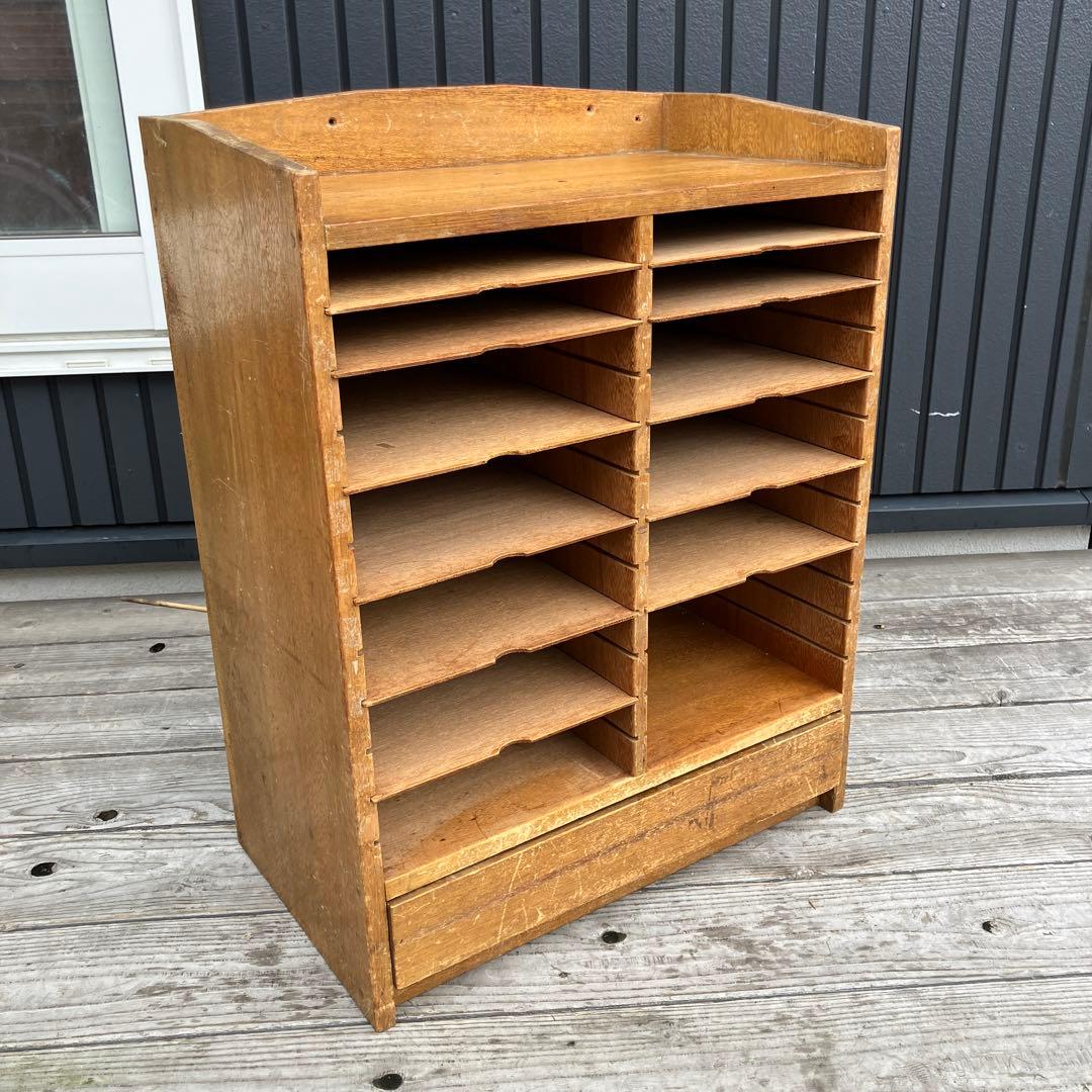 ヴィンテージ 木製 収納棚 10棚 1引き出し