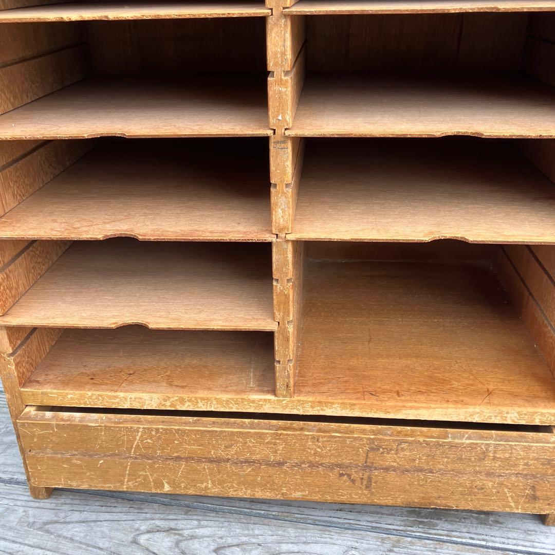 ヴィンテージ 木製 収納棚 10棚 1引き出し