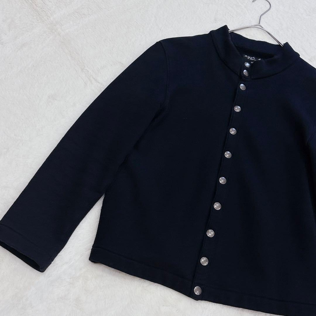 agnes b. スタンドカラー カーディガン アニエスベー ブラック