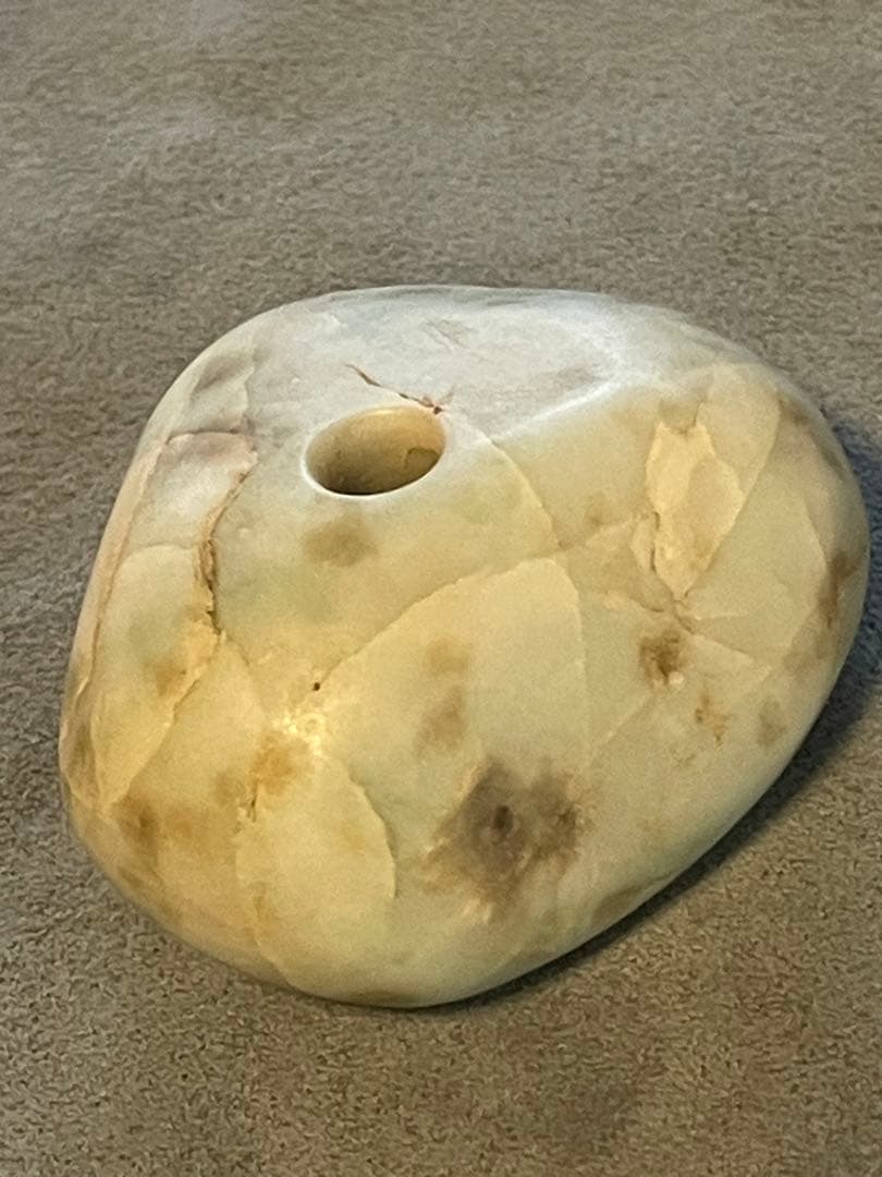 縄文期 翡翠製 緒締め玉形大珠　出土品　糸魚川翡翠