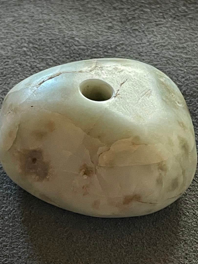 縄文期 翡翠製 緒締め玉形大珠　出土品　糸魚川翡翠