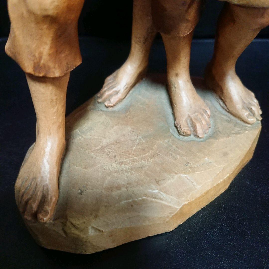 アンリ 木彫り人形 「兄妹」 ビンテージ 大型 イタリア製 ハンドメイド