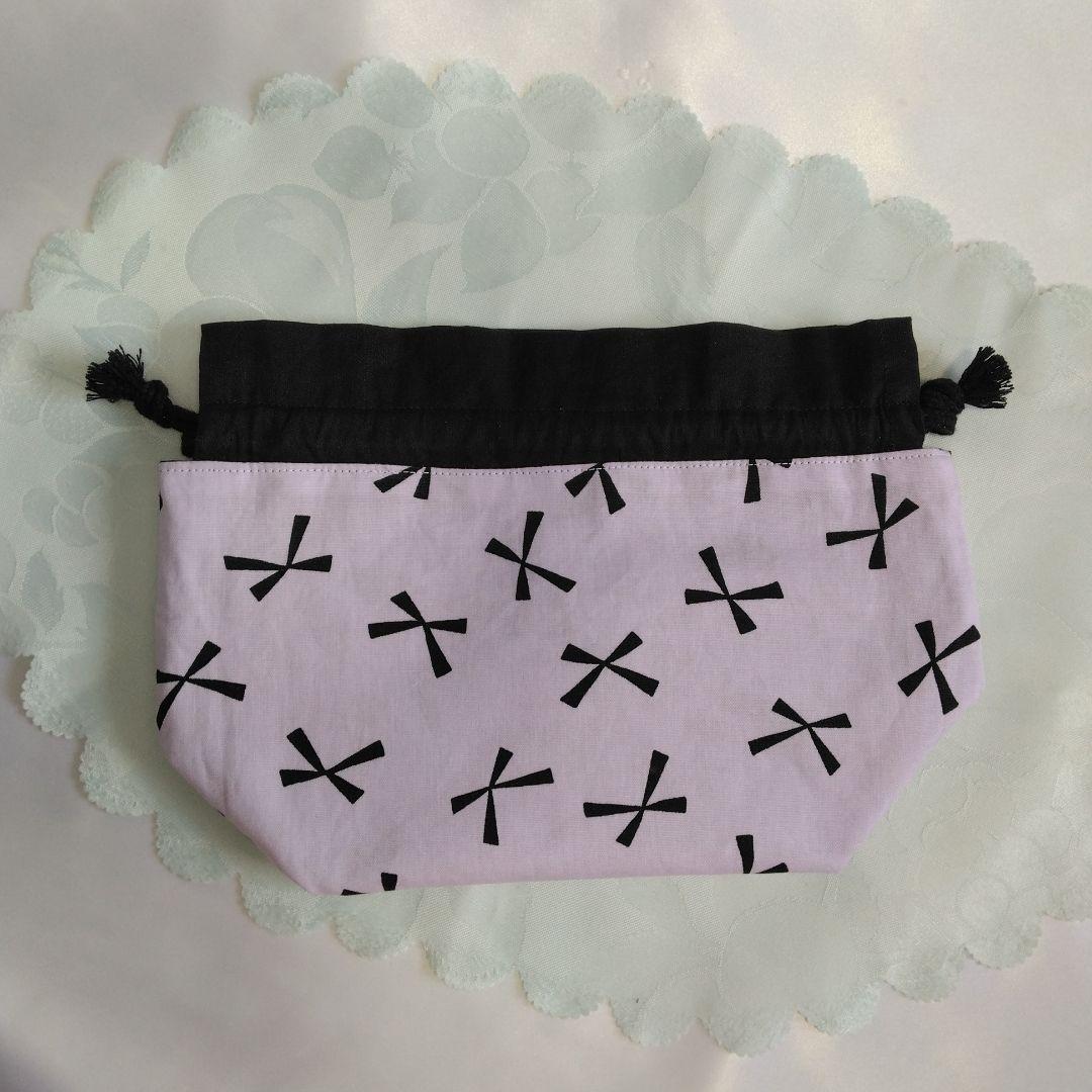 紫色のばら柄 ハンドメイドサイドポケット付きトートバッグ 　ポーチ　ばら柄セット