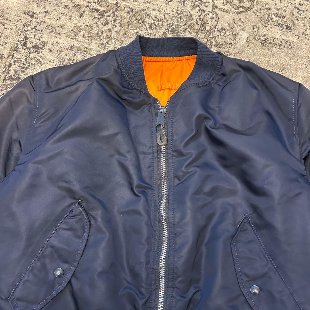 ALPHA　90s　USA製　黒タグ　MA-1 ジャケット　L ネイビー