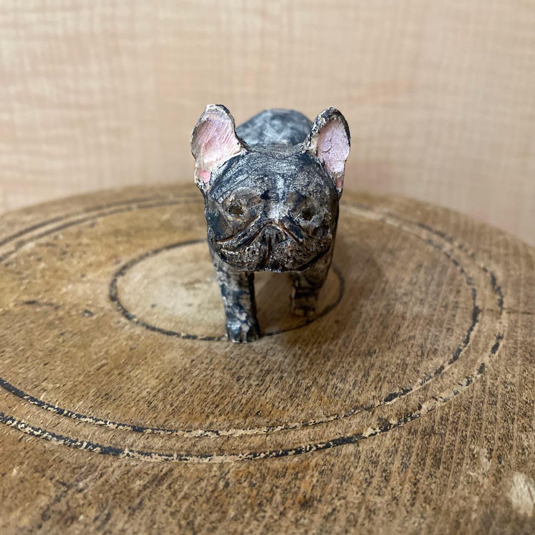 木彫り　フレンチブルドッグ　人気作家様　ブルドッグ