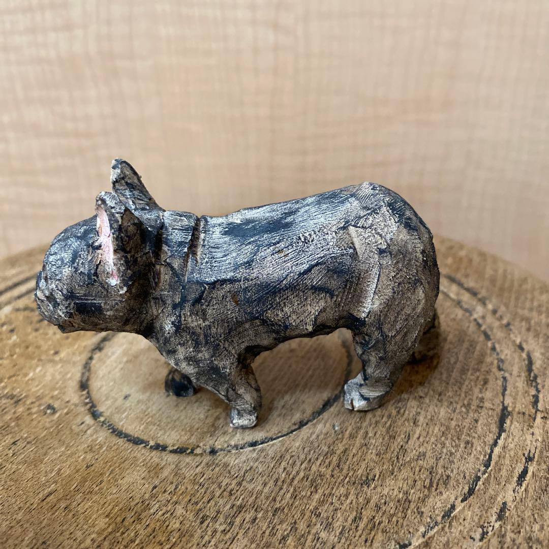 木彫り　フレンチブルドッグ　人気作家様　ブルドッグ
