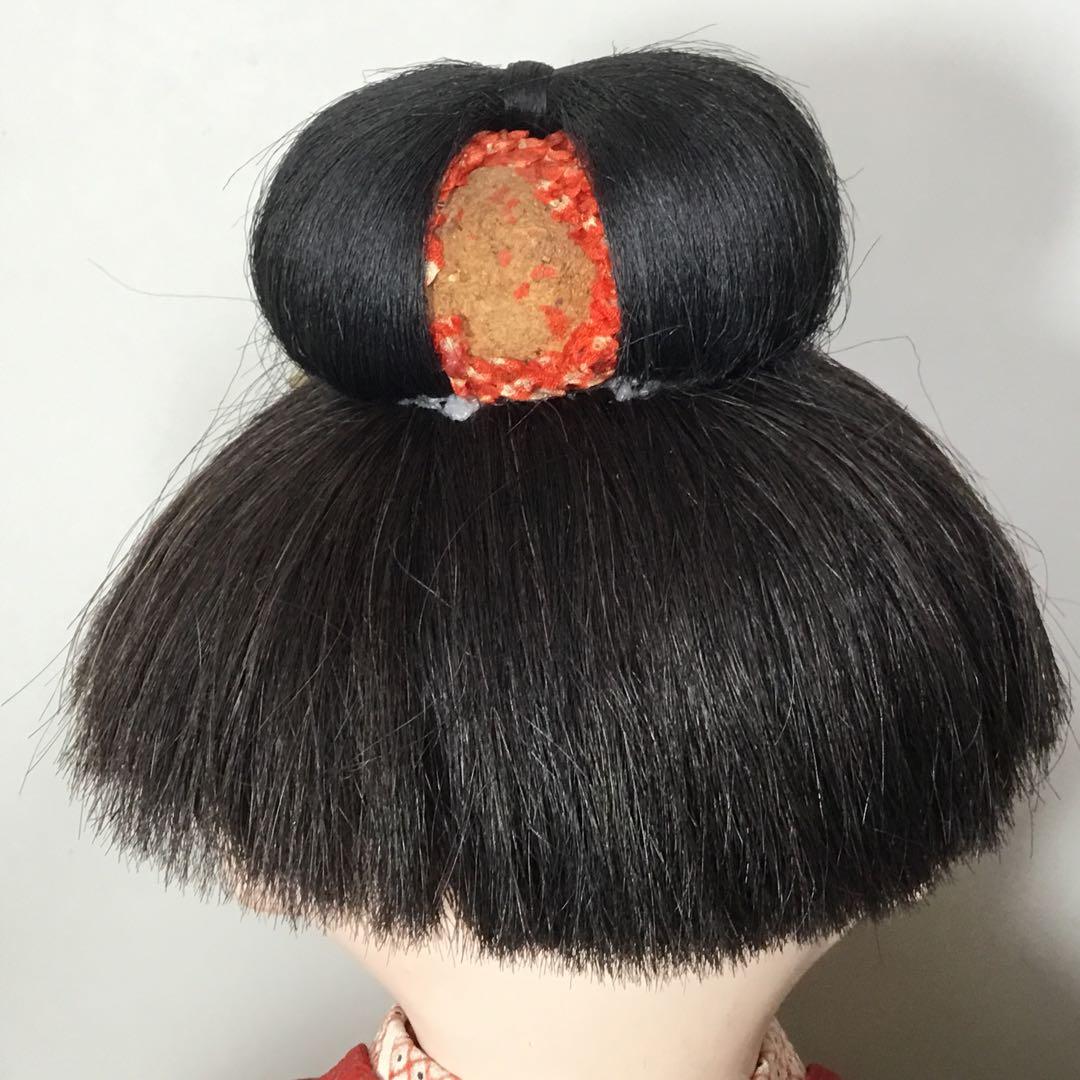 古い人形◆お座り人形　髷結い◆紙箱入り 抱き人形 昭和レトロ 日本人形