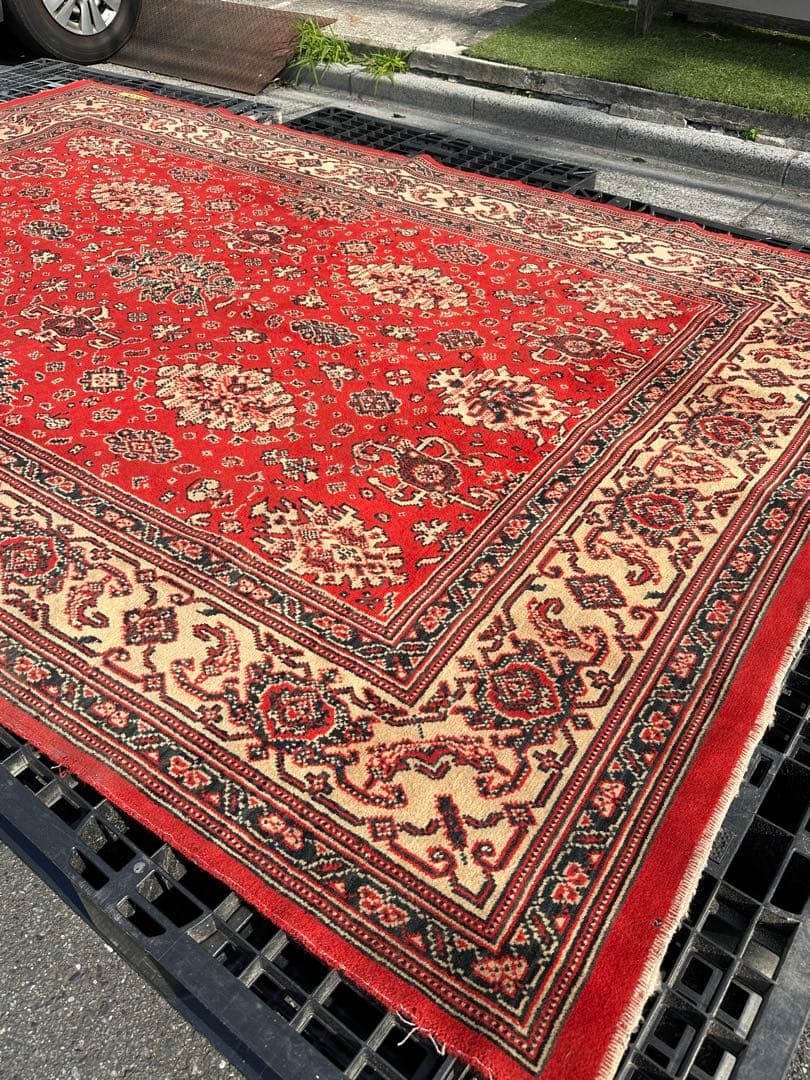 ⭐️【全国送料無料】アンティーク　ベルギー製　ラグ　絨毯　290cm 大判　輸入品