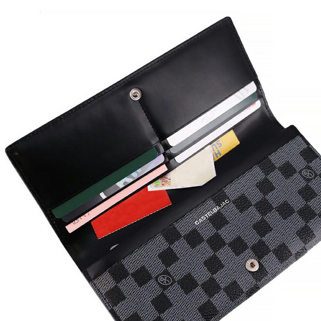 新品カステルバジャックCASTEL BAJAC長財布クラー黒レザー　カラフル被せ
