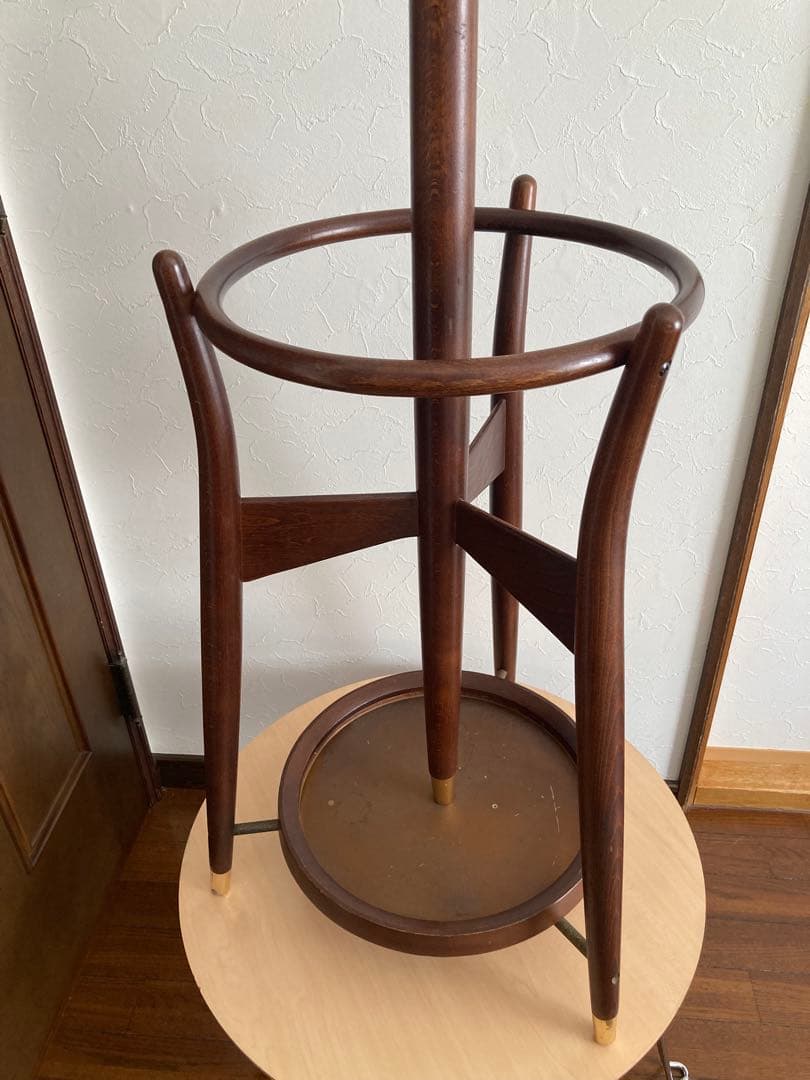 木製コートラック 傘立て付きミッドセンチュリーデザイン店舗什器　ヴィンテージ