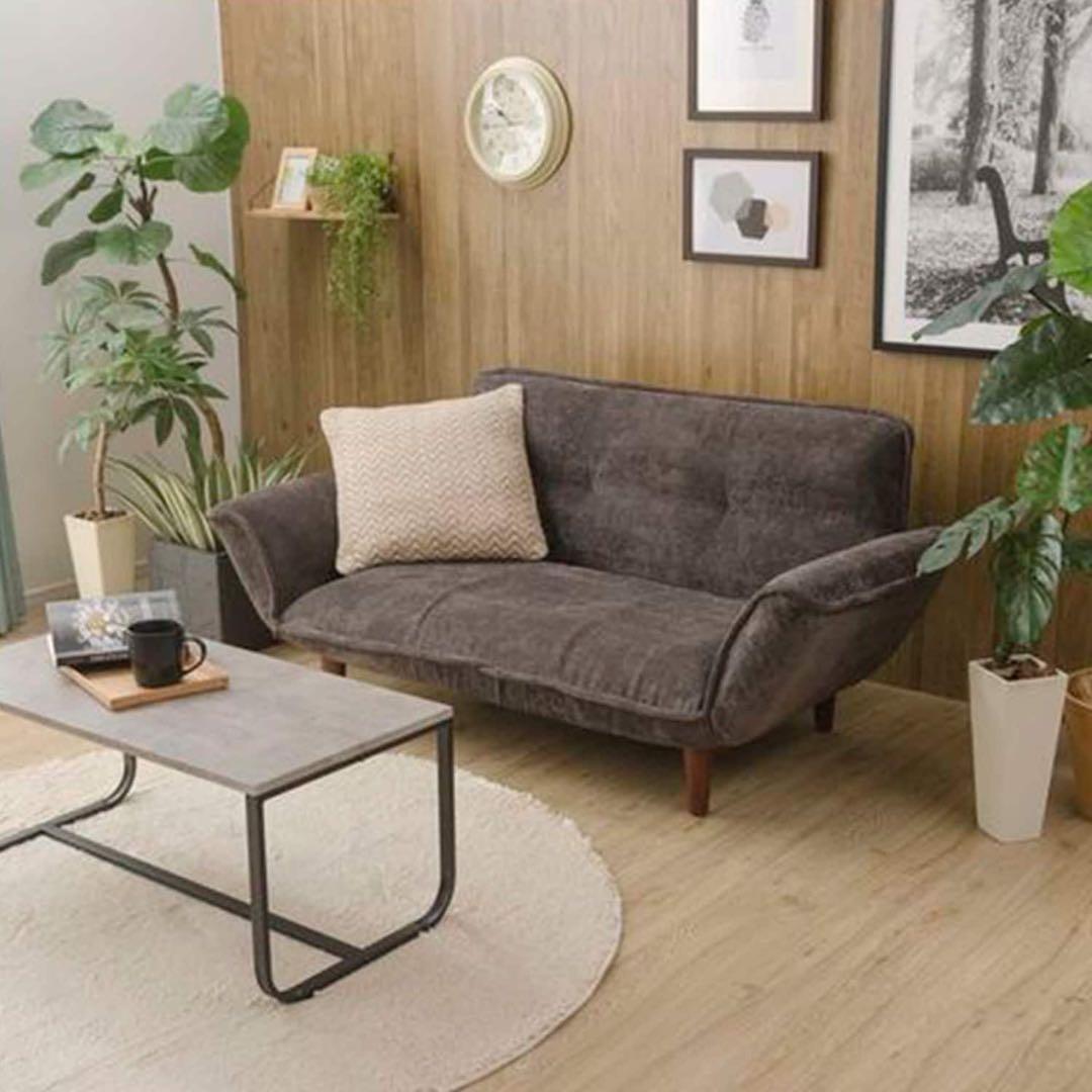 ベルメゾン コーデュロイ調 ポケットコイル入り リクライニングソファ　グレー