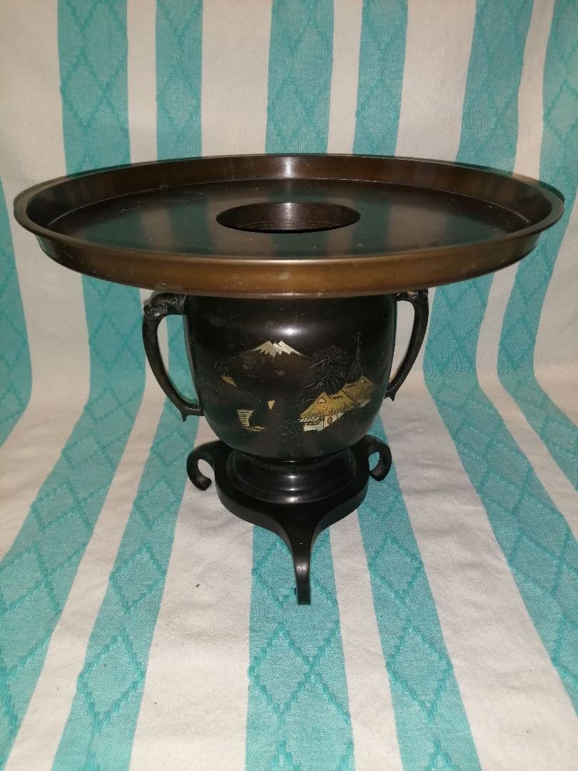 いけばな　池坊　生花　唐銅　薄端 銅花器　花瓶　華道具