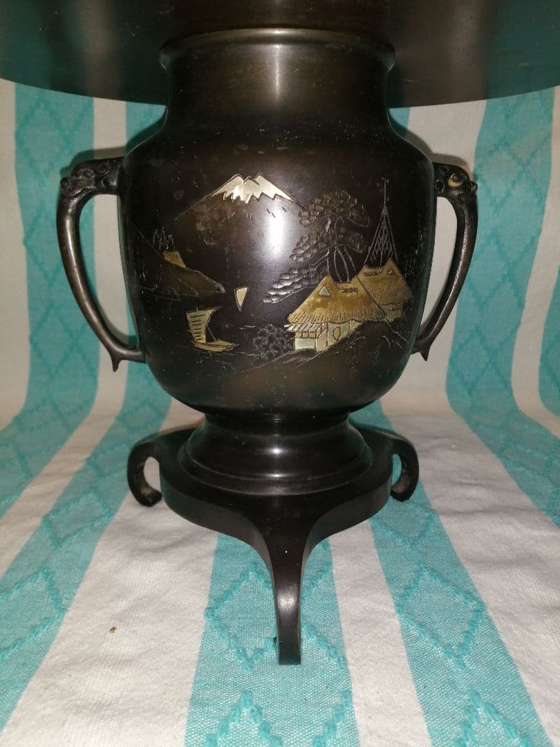 いけばな　池坊　生花　唐銅　薄端 銅花器　花瓶　華道具