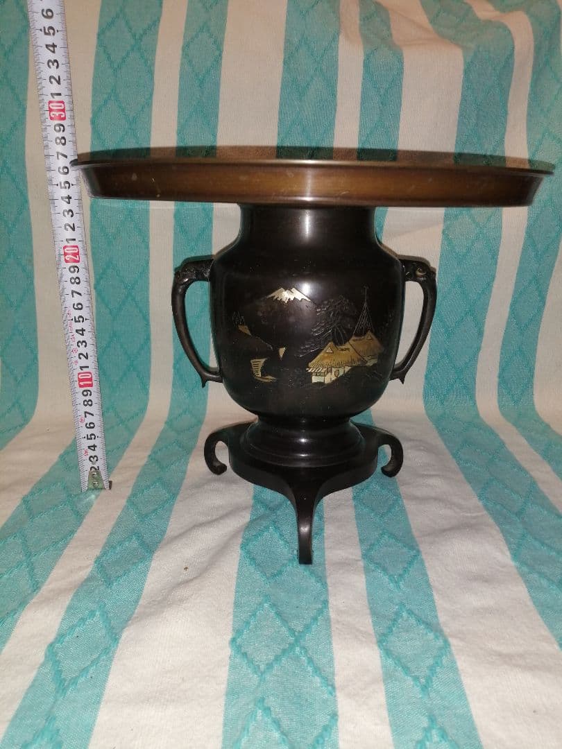 いけばな　池坊　生花　唐銅　薄端 銅花器　花瓶　華道具