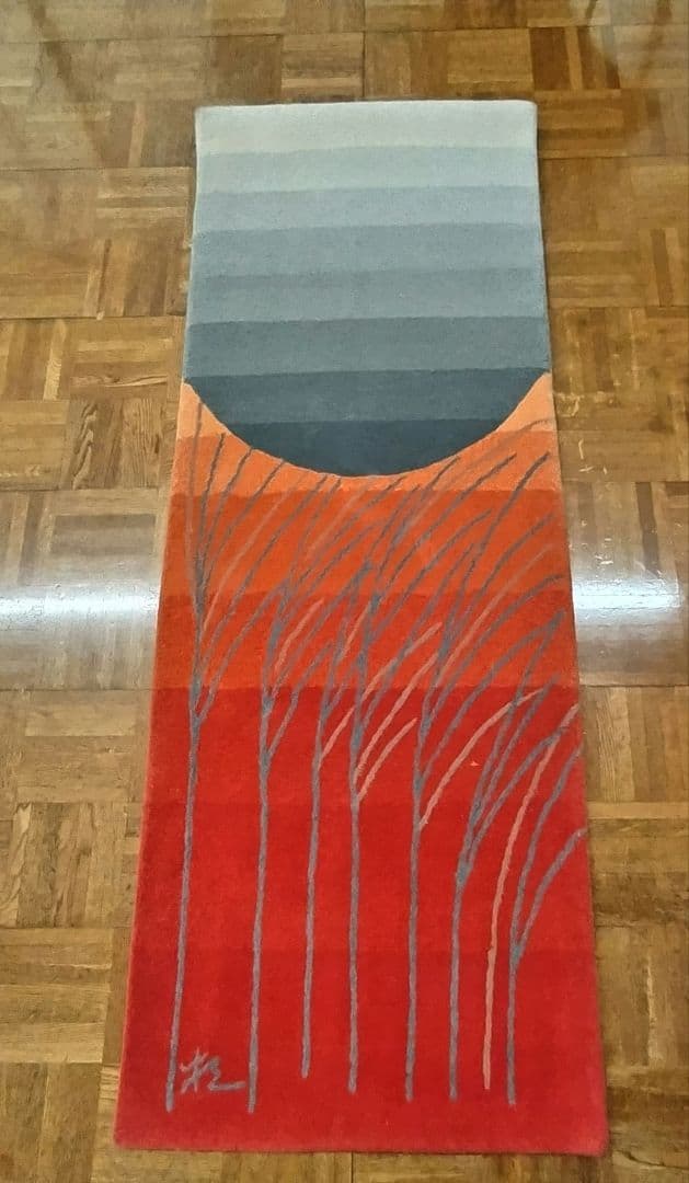 【最終価格】希少　オリエンタルカーペット　タペストリー《すすき》山形緞通