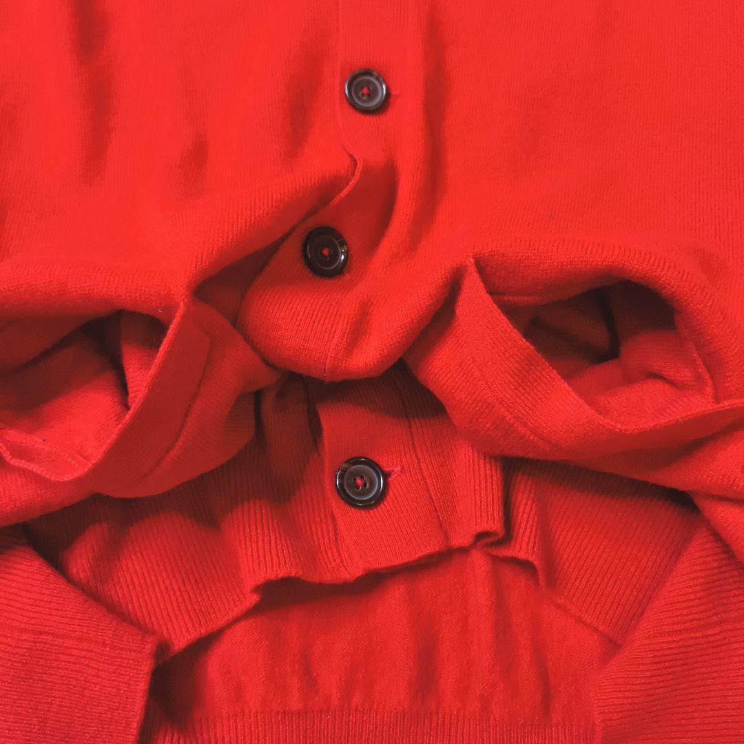 【極美品】ポロラルフローレン ウールカーディガン エルボーパッチ 羊革 赤 M