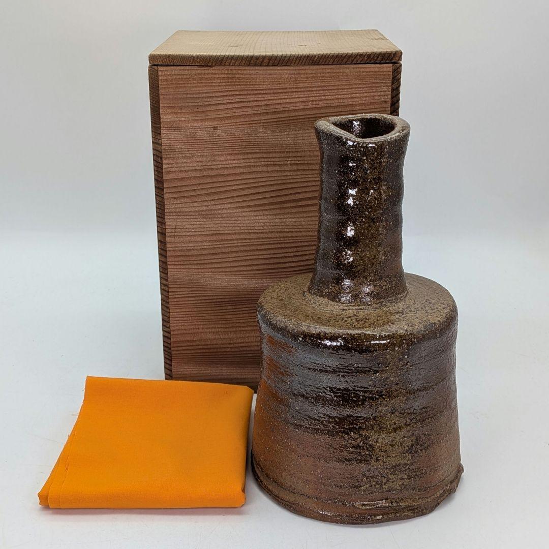 越智龍一 備前焼 花入 用心箱合布 花器 花瓶 フラワーベース 花生 一輪挿し