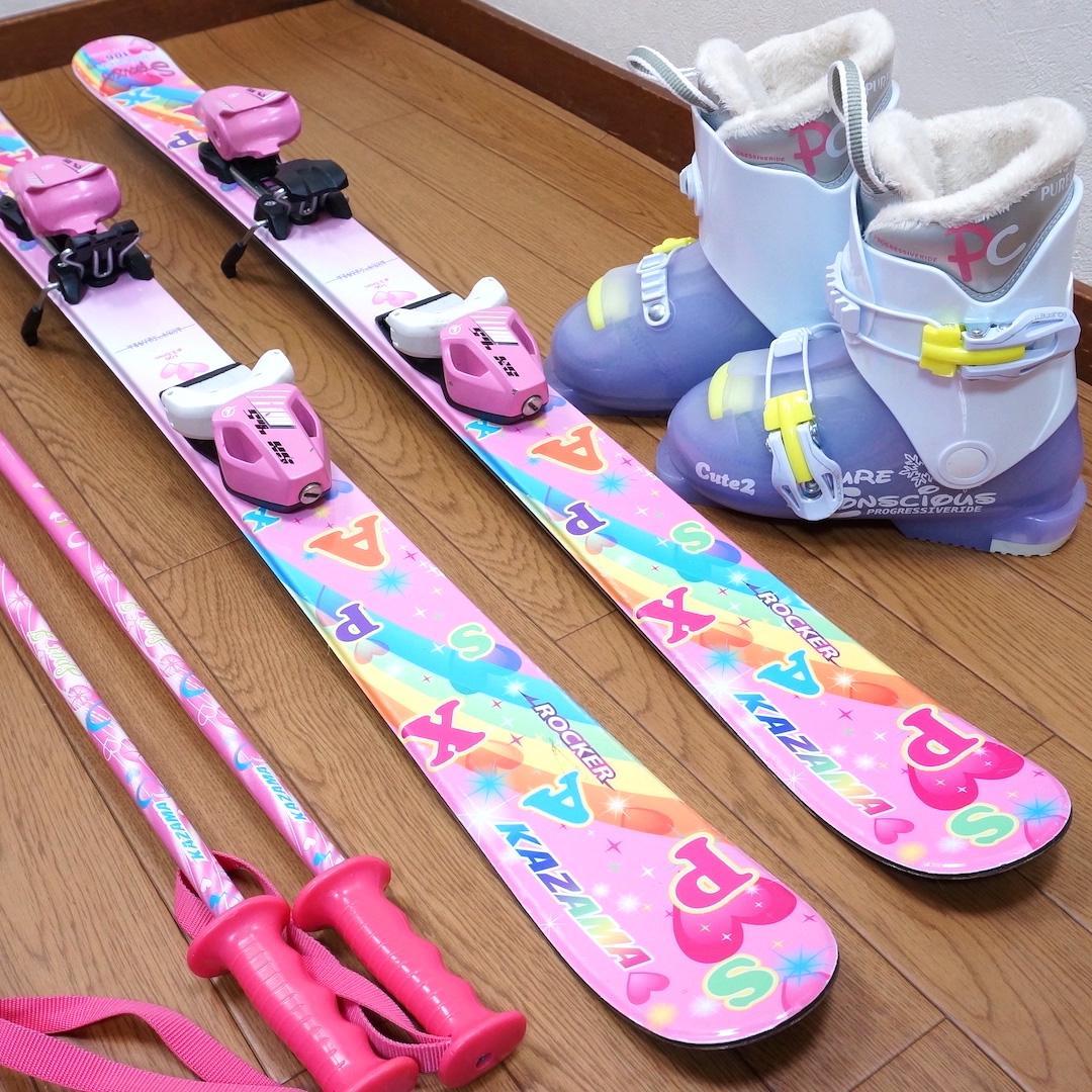 メンテ済 106cm 靴19cm KAZAMA スキーセット (110)