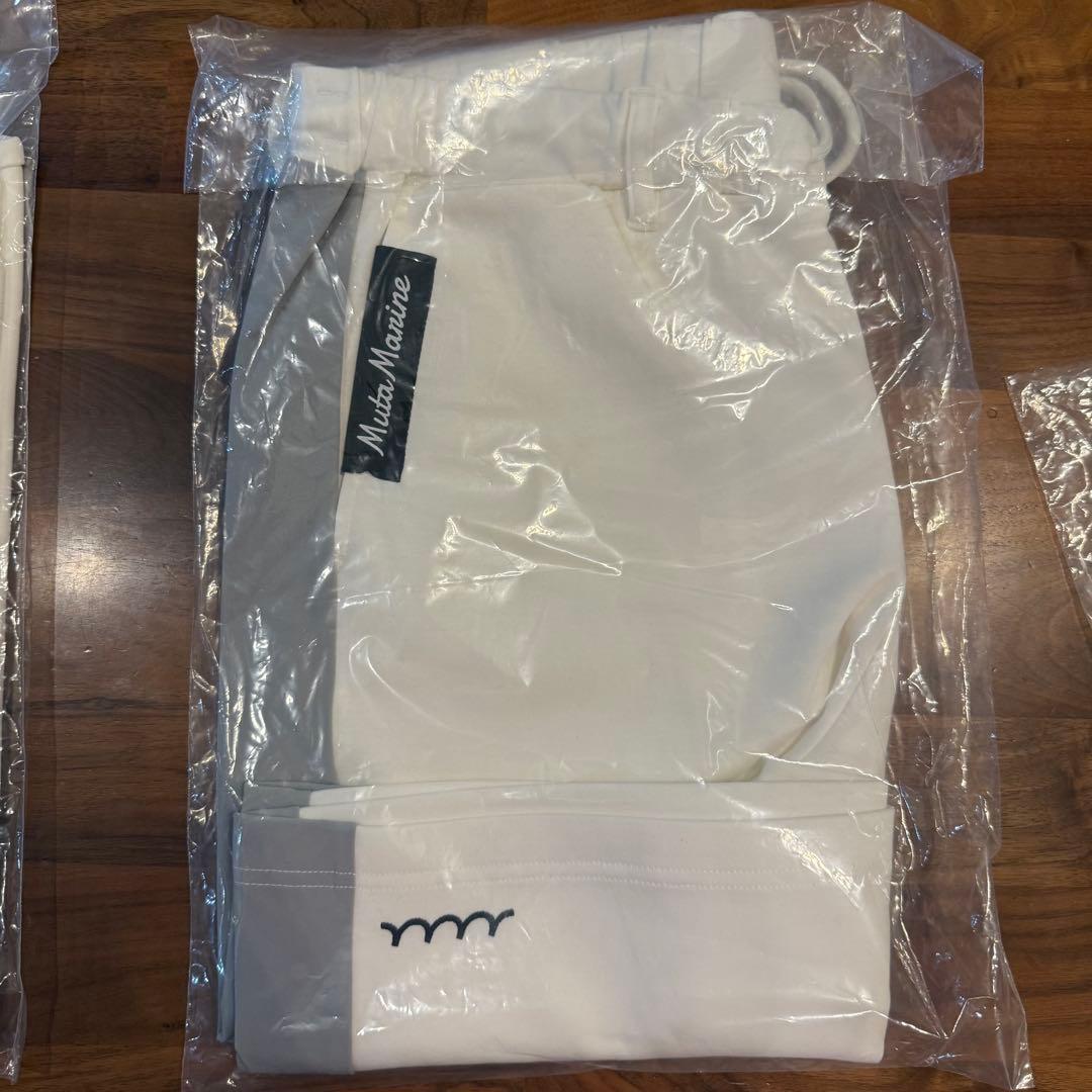 新品タグ付 ムータマリン セットアップ ポロシャツ ハーフパンツ 白×灰 L相当