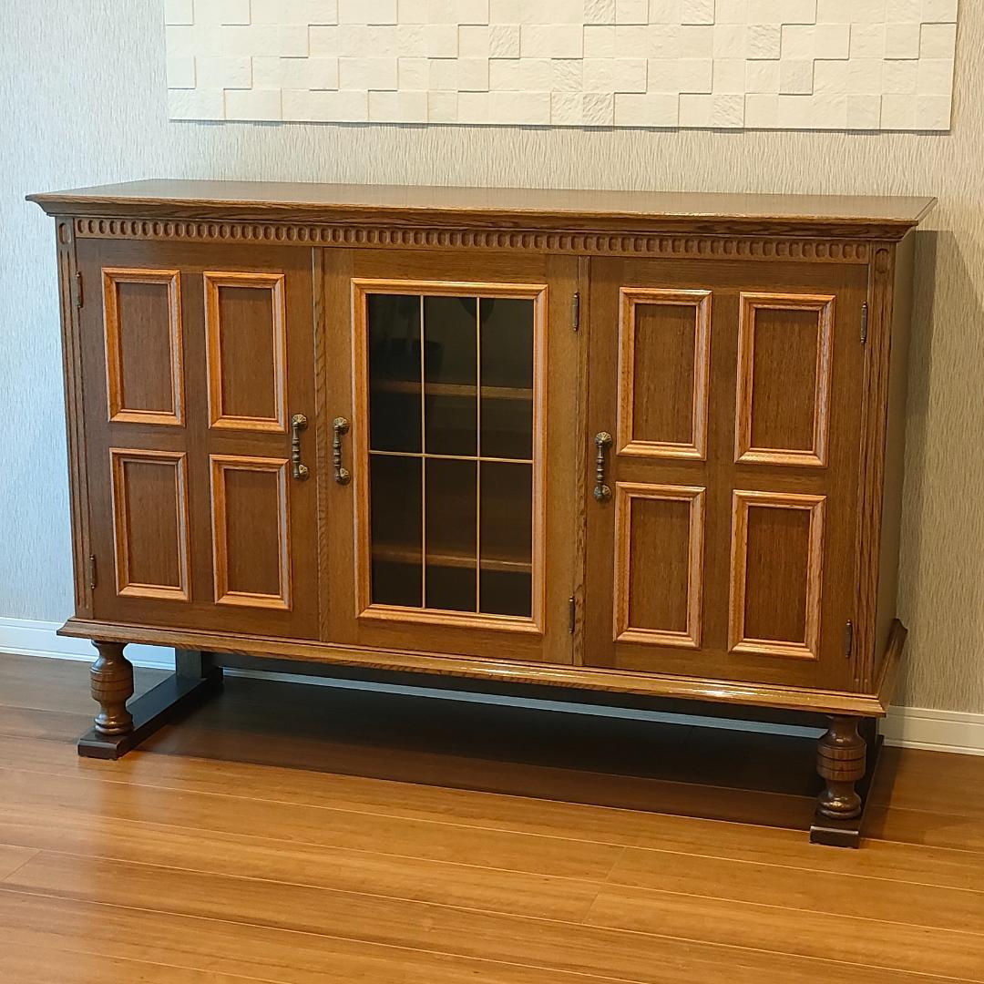 起立木工　アンティークキャビネット　ブルボーズレッグ　引出し2杯