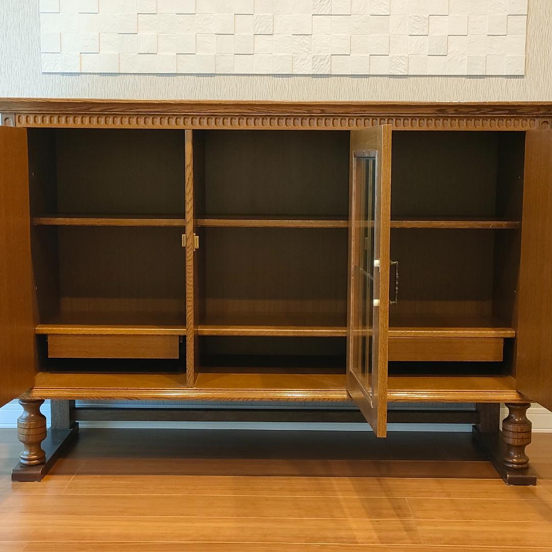 起立木工　アンティークキャビネット　ブルボーズレッグ　引出し2杯