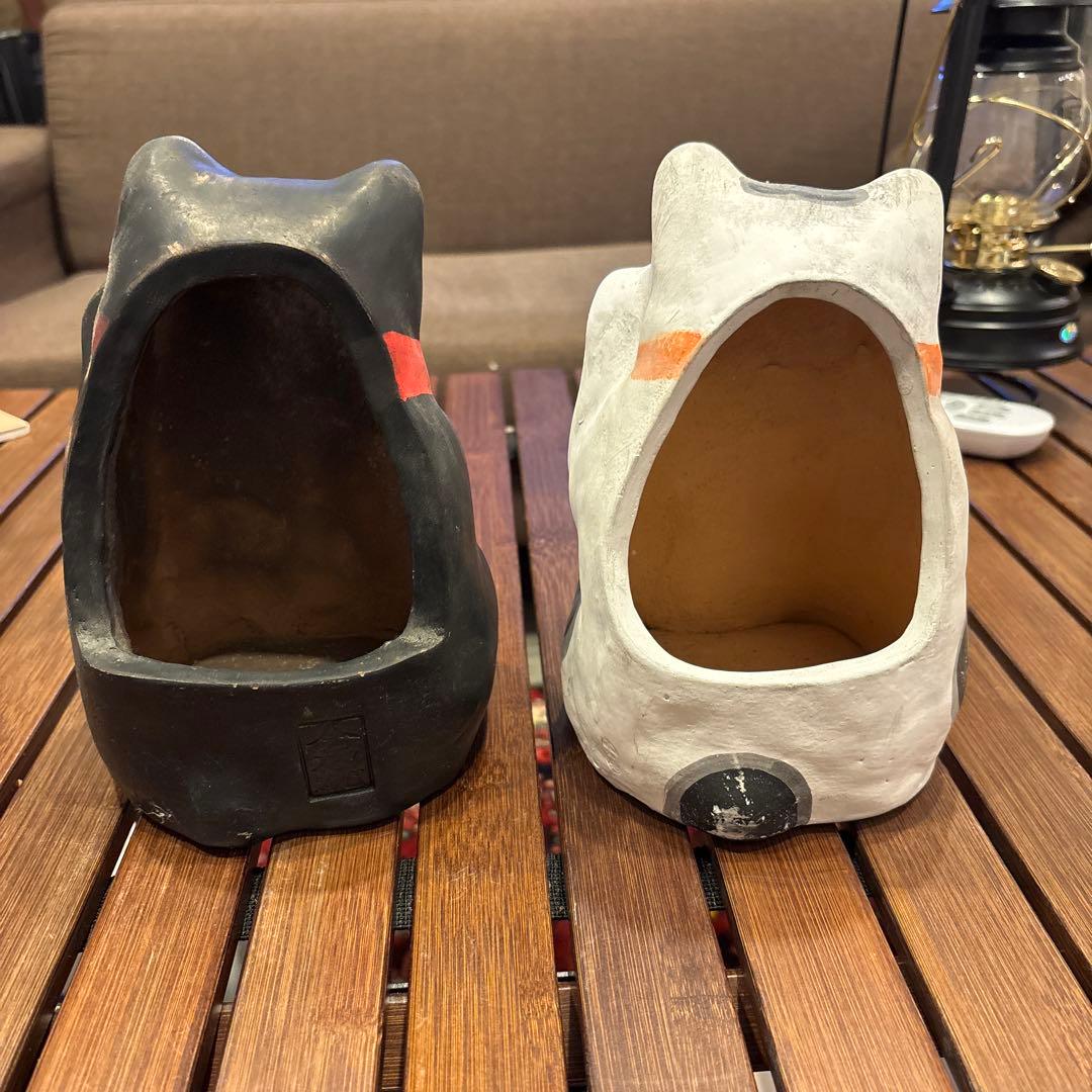今戸焼の火入れ招き猫。2匹セット