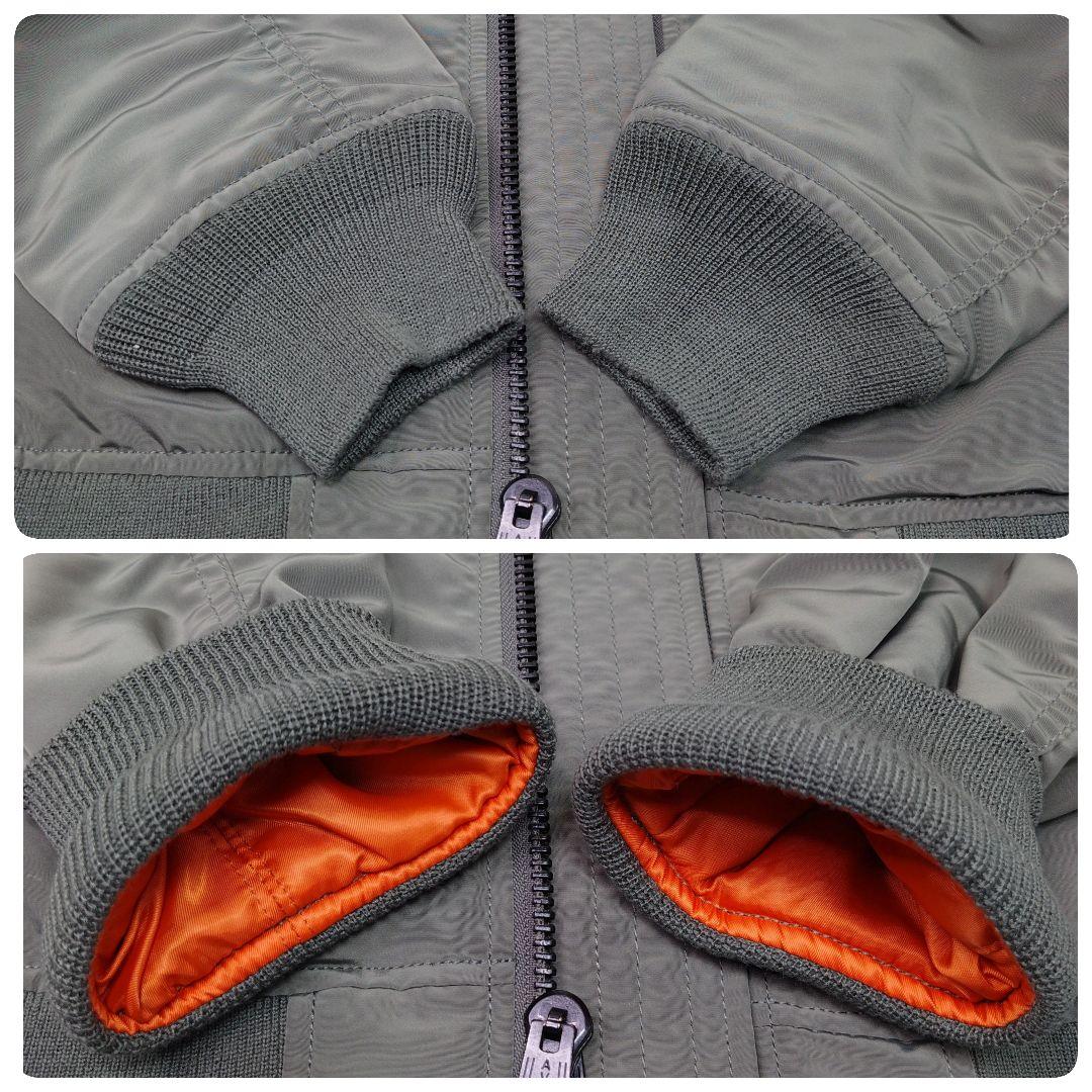 【極美品】 AVIREX フライトジャケット MA-1 カーキ 刺繍ロゴ M