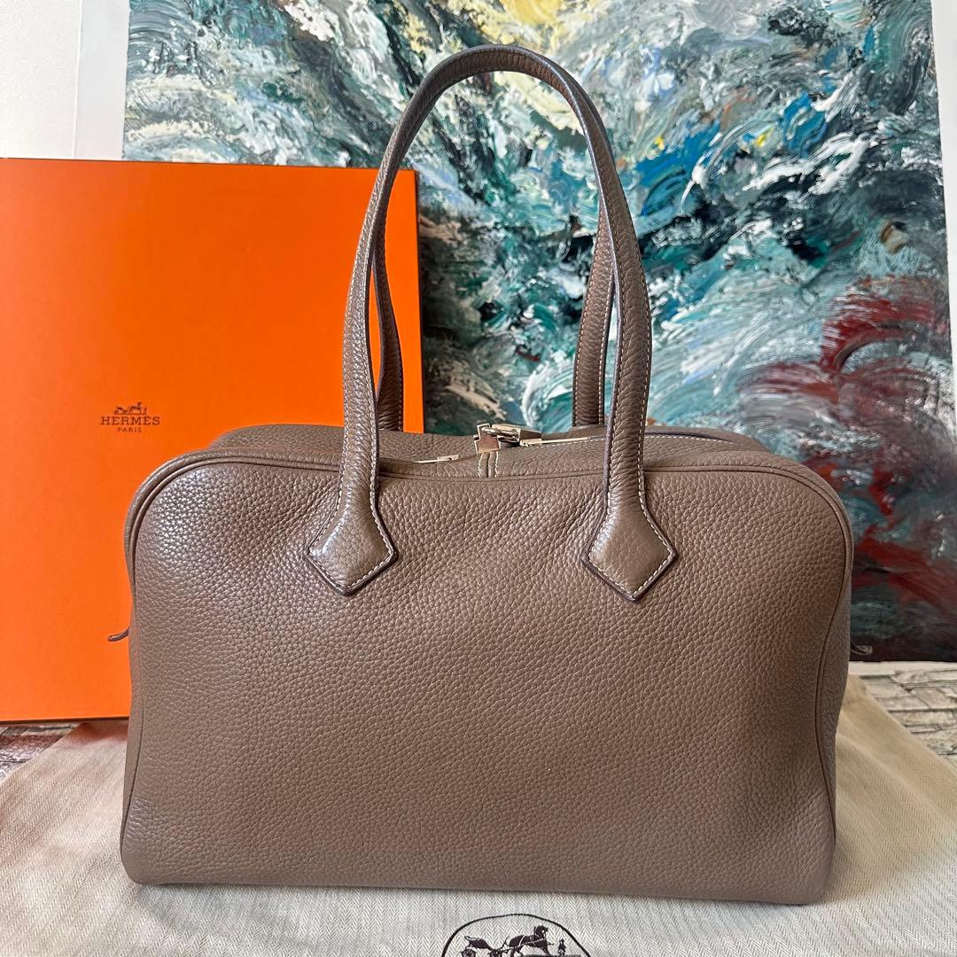 HERMES エルメス ヴィクトリア35 エトゥープ ボストンバッグ
