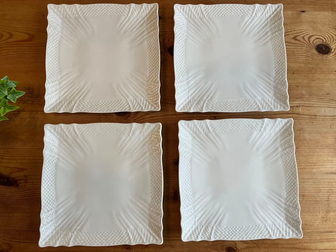 ジノリ　ベッキオホワイト　22.5スクエアプレート×4