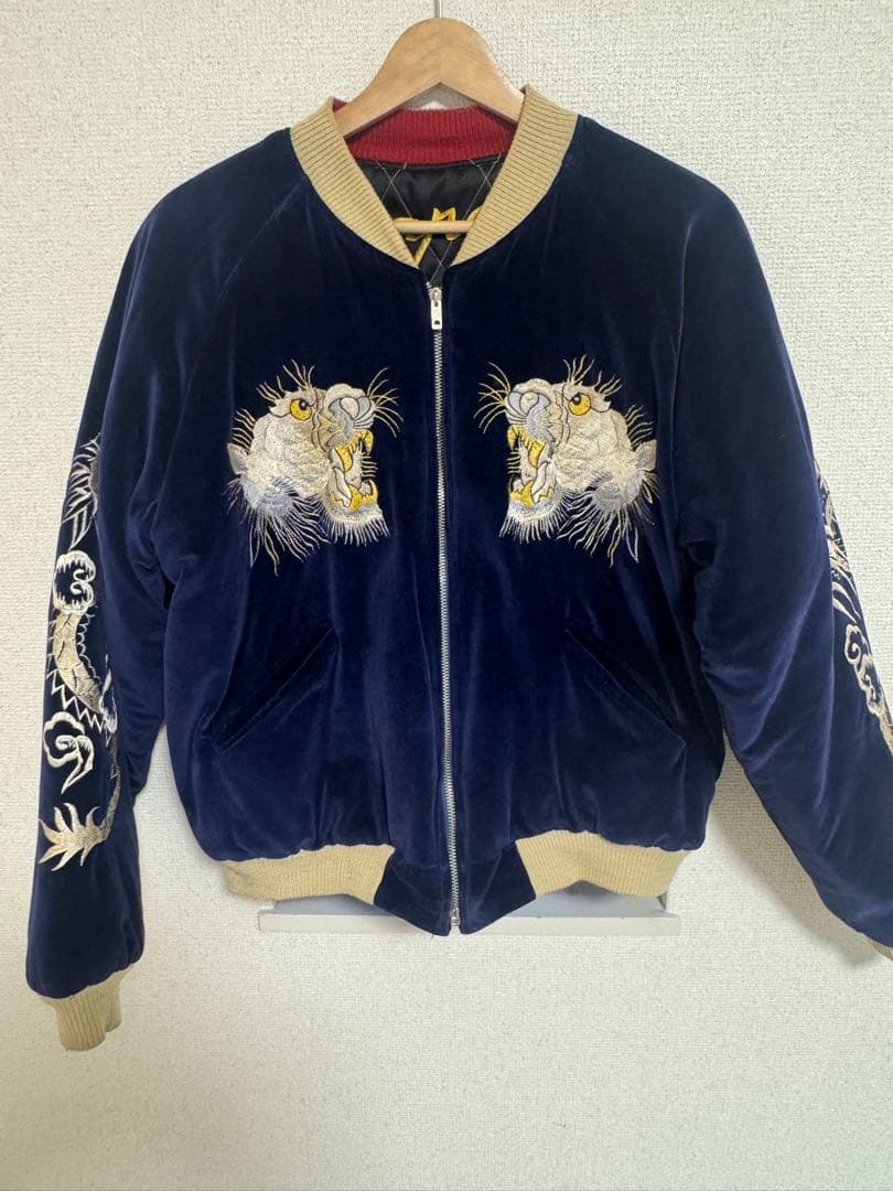 テーラー東洋スカジャン　白虎　別珍　M品番　日本地図　M18427