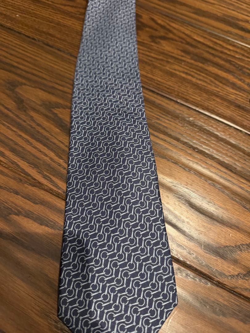 HERMES ネクタイ ネイビー 一点のみ