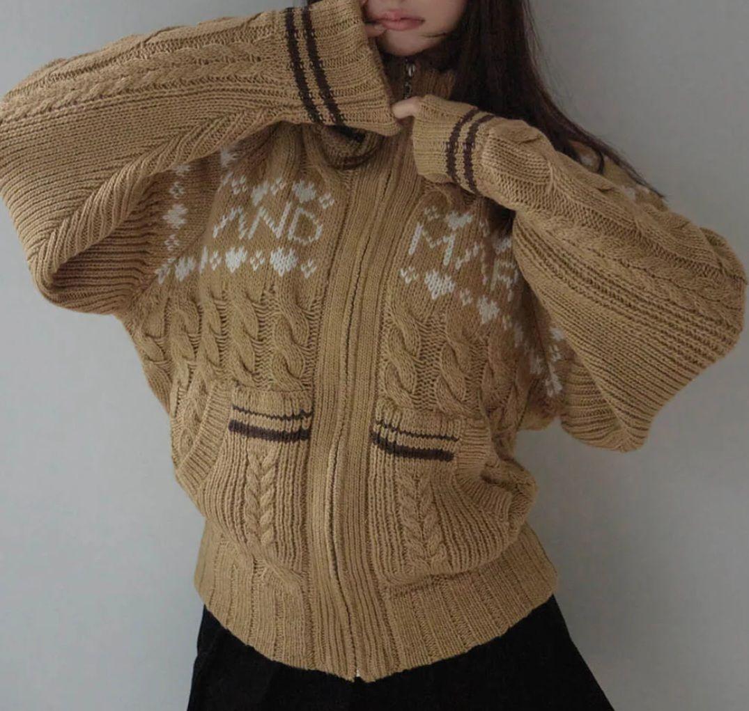 Mary knit cowichan　ブラウン