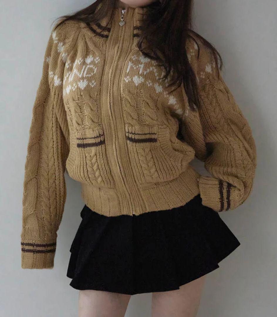 Mary knit cowichan　ブラウン