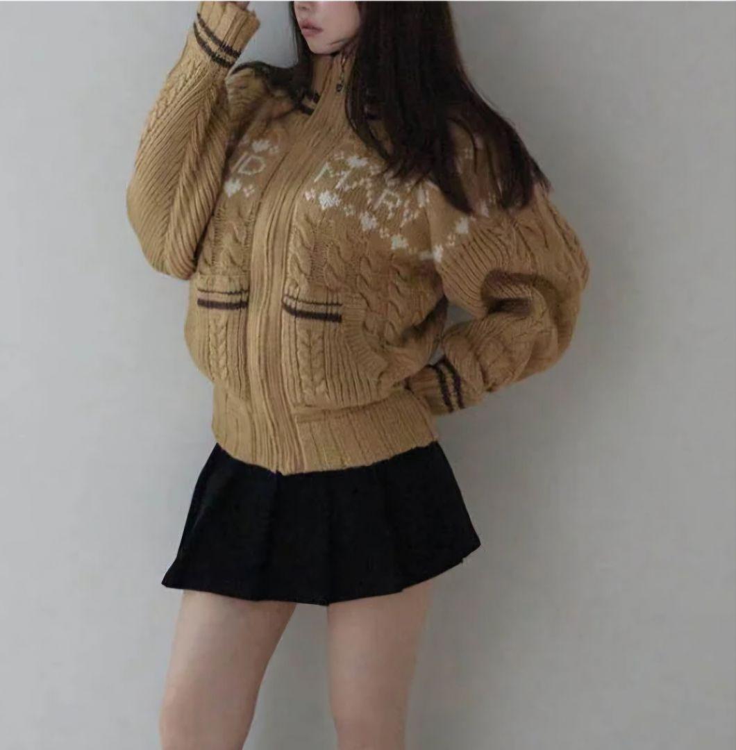 Mary knit cowichan　ブラウン