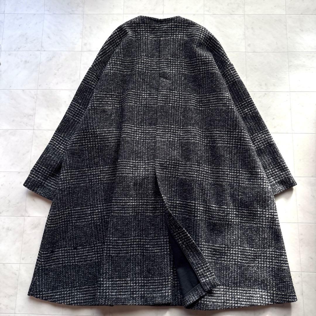 スピックアンドスパン Wスライバーノーカラーチェックポンチョコート