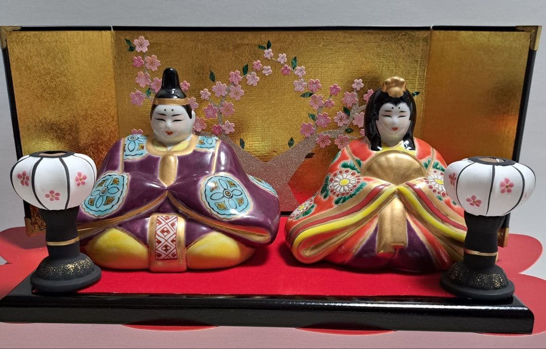 k-①九谷焼 ひな人形 5号 親王飾り 雄山作