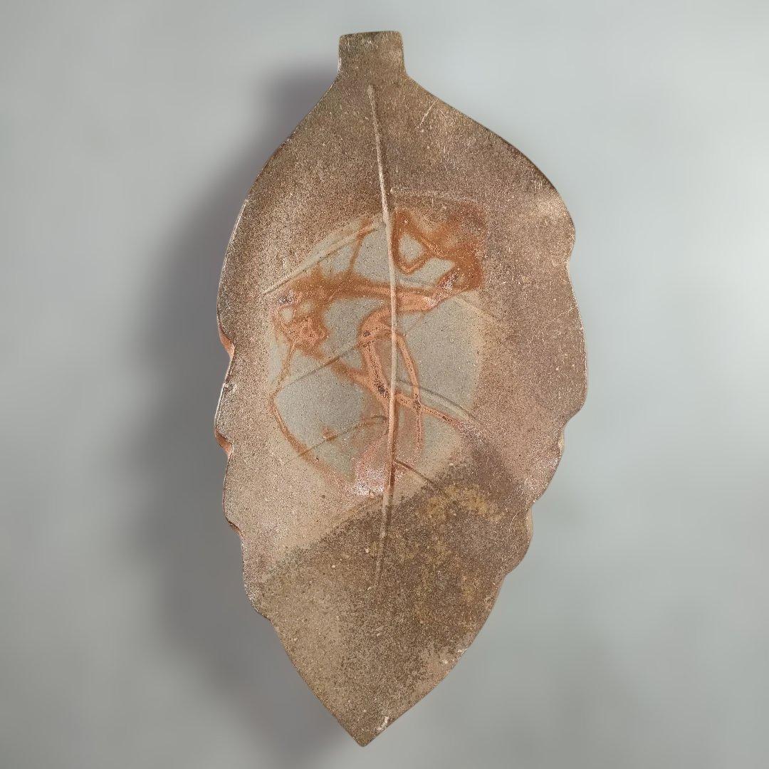 A1342-3/備前焼/閑谷窯/目澤孝 作/備前葉形皿5客/共箱/銘々皿/飾皿/