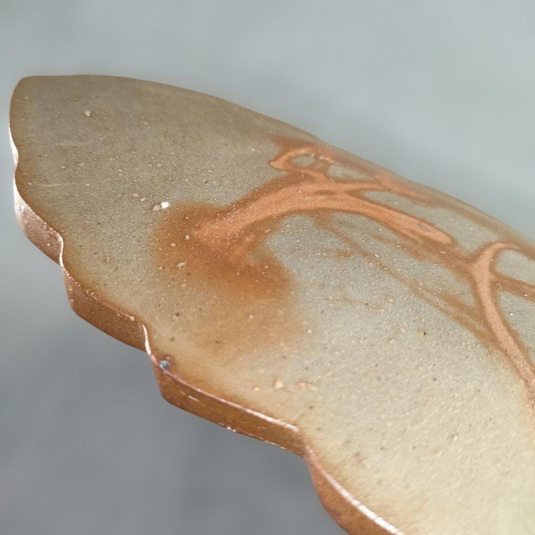 A1342-3/備前焼/閑谷窯/目澤孝 作/備前葉形皿5客/共箱/銘々皿/飾皿/