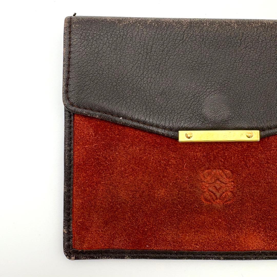 LOEWE ロエベ 小銭入れ ケース 小物入れ レザー スエード 茶　黒