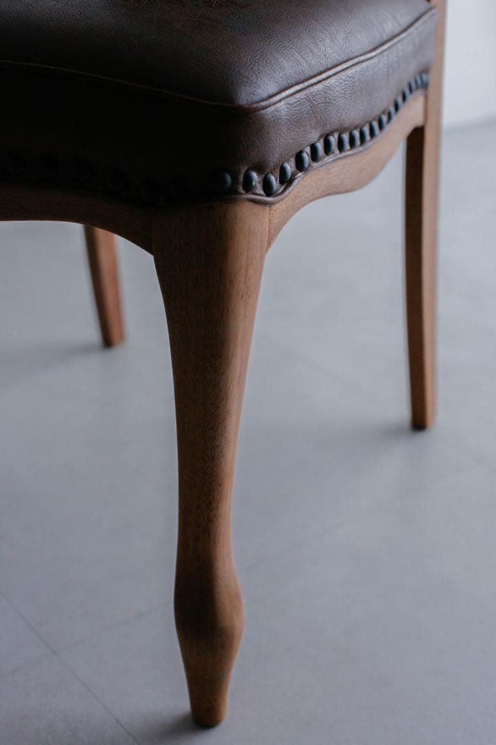 ナラ 無垢材　レザーチェア ダニングチェア　マルニ木工 古家具　アンティーク