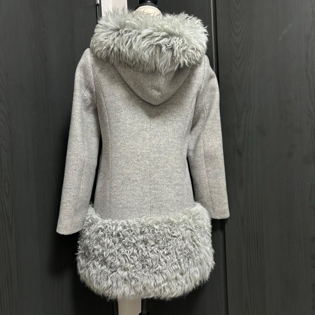 定価7.1万 GRACE CONTINENTAL グレー ウール ファー コート