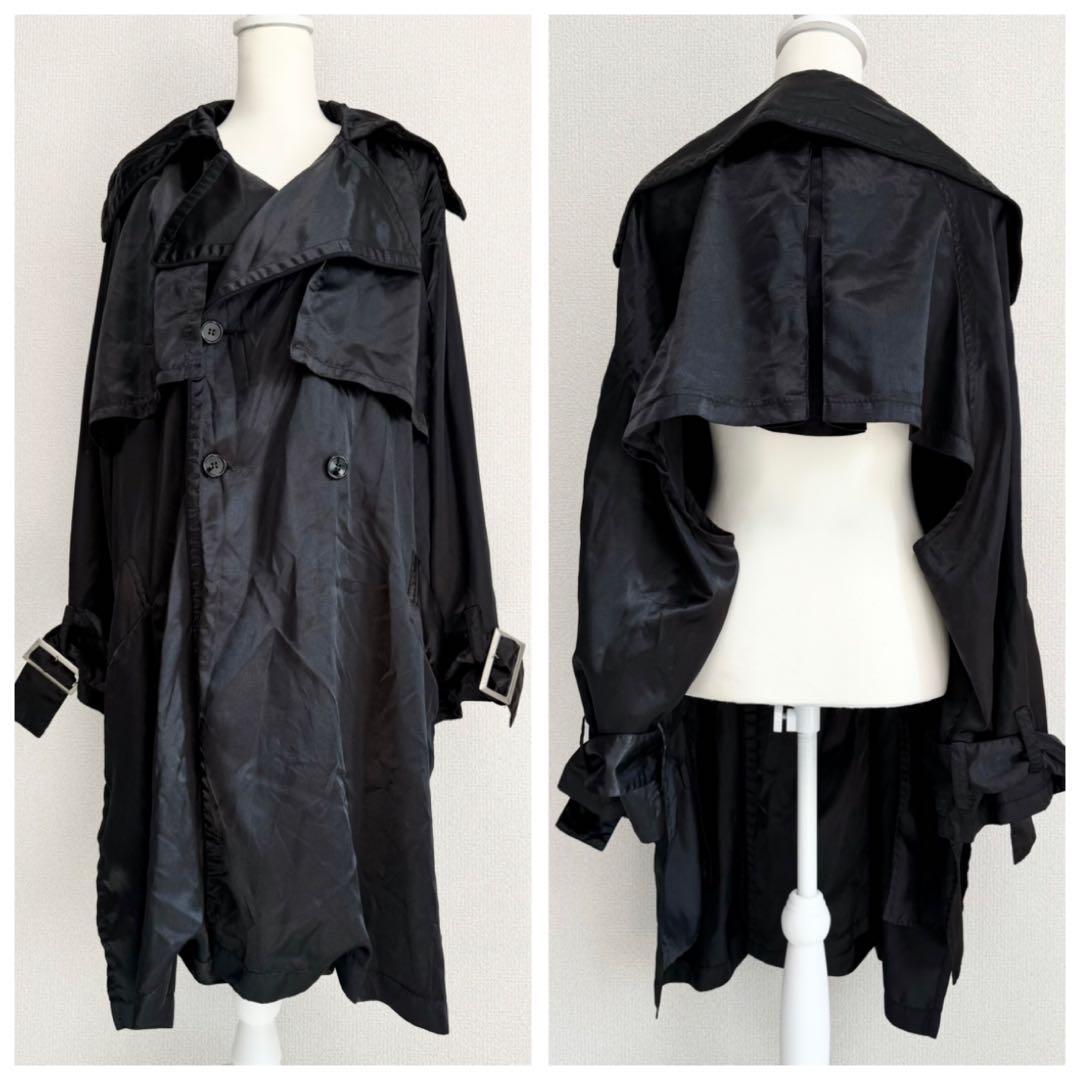 LIMI feu サテン シワ加工 変形トレンチコート バックショート