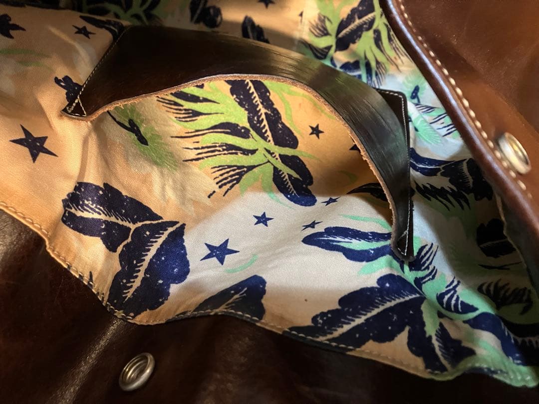 TMT 初期 レザー トート バッグ 裏地アロハ生地