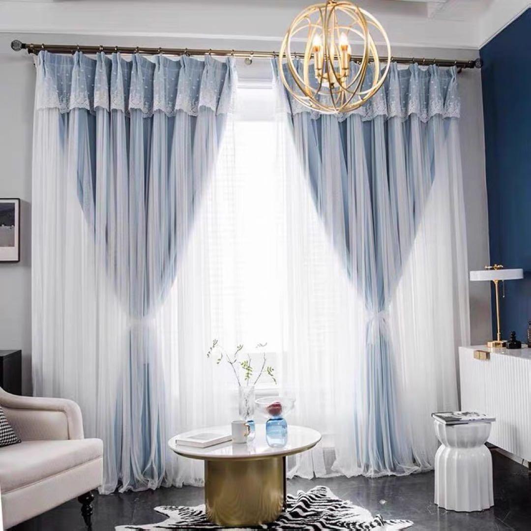 一体型カーテン　ボリューム　カーテン　オーダー　2枚入り　遮光　ドレープカーテン