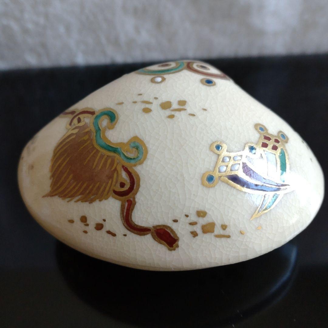 香合　京焼　仁清写　蛤　宝尽絵　久世久宝　共箱　新品・未使用品