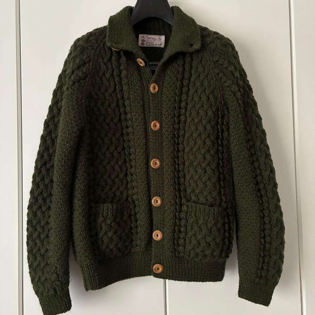 【レア】インバーアラン 3A スタンドカラー スコットランド製 茶タグ L 深緑