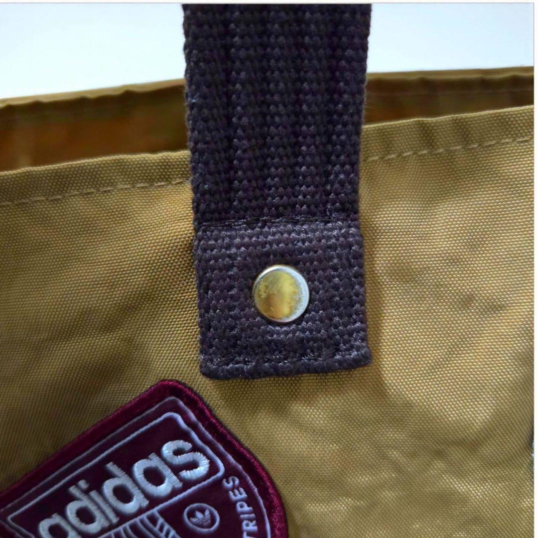 希少アディダス オリジナルス レコード トートバッグ ベージュナイロン×ブラウン